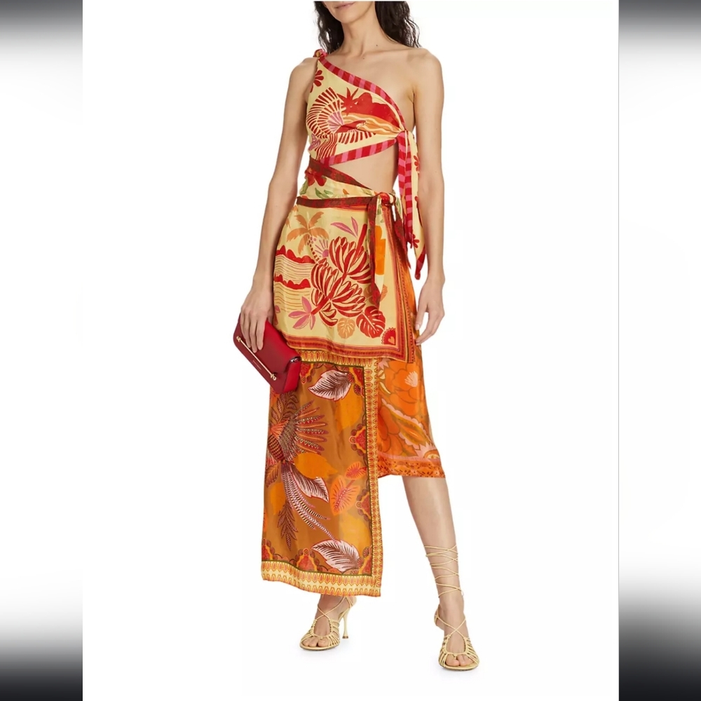 Farm Rio Silk Midi Dress- L